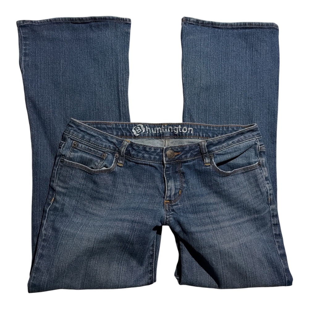 Y2K low rise flare flowy grunge retro vintage denim blue jeans by Huntington 11